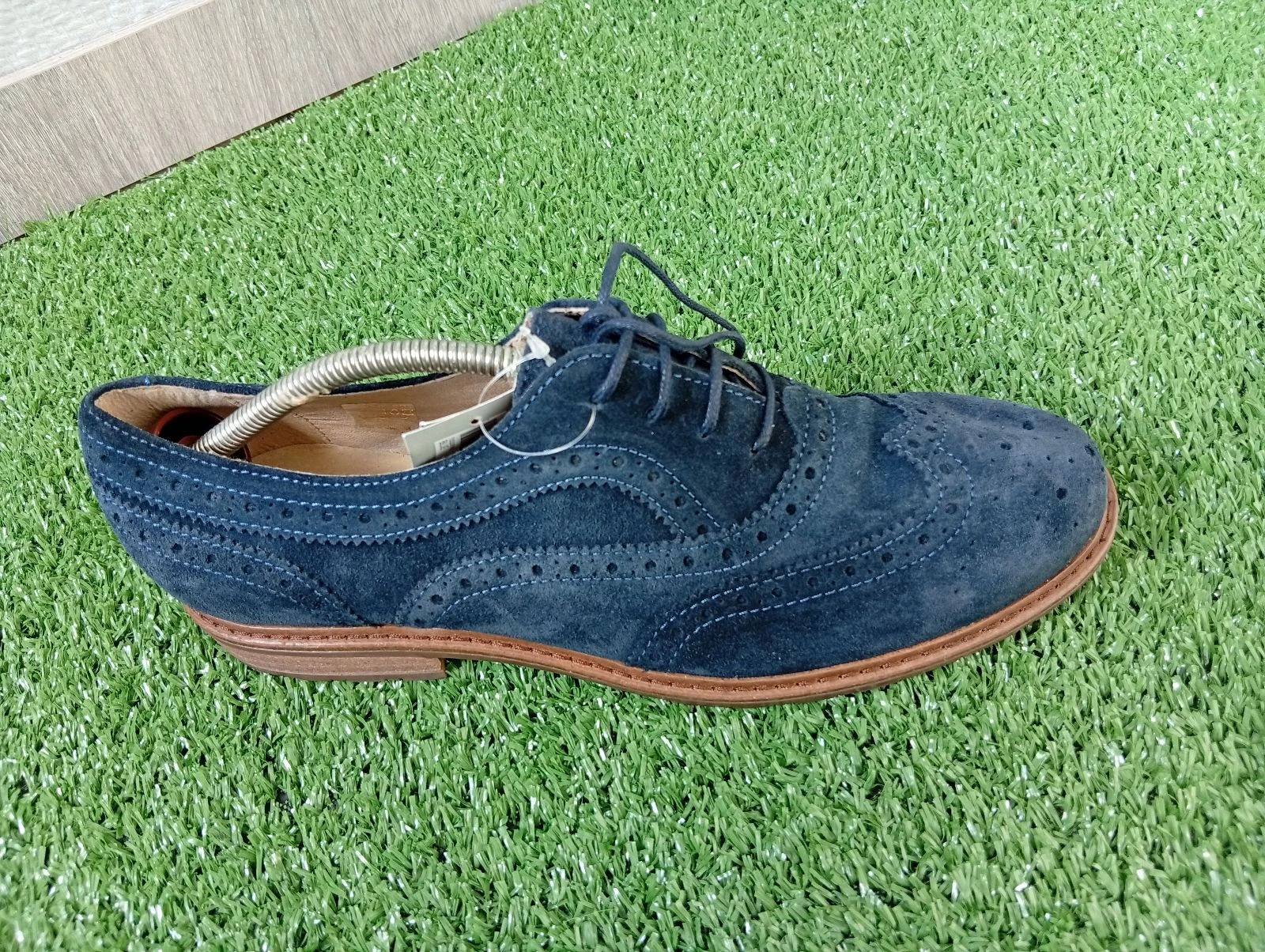 Richelieu / Derbies neuves en cuir suédé bleu marine - Mégis - Pointure 40
